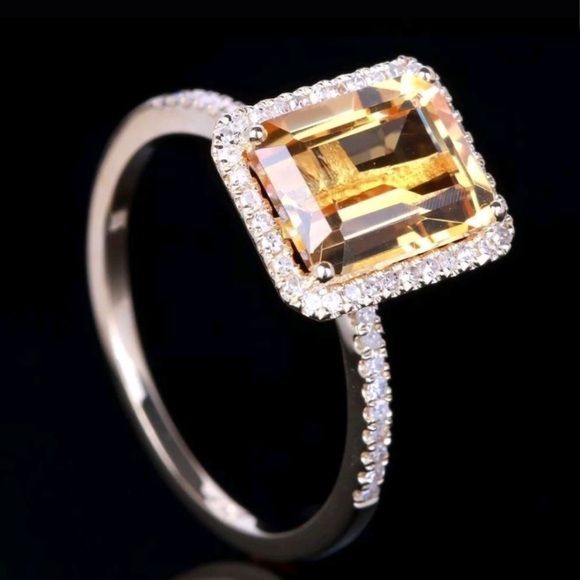 The Natural Yellow Citrine 925 SS Ring - Picture 2 of 4